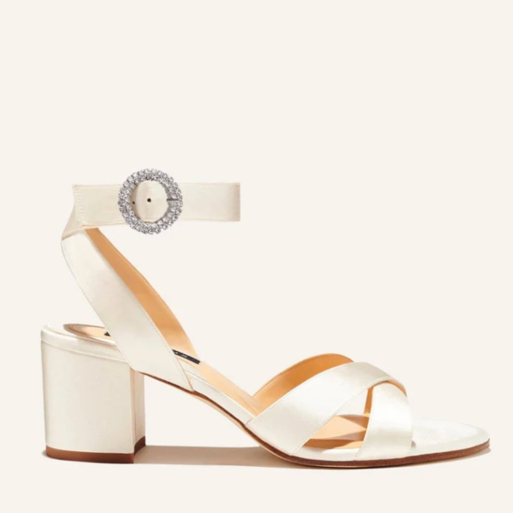 Margaux City Sandal in Ivory Satin